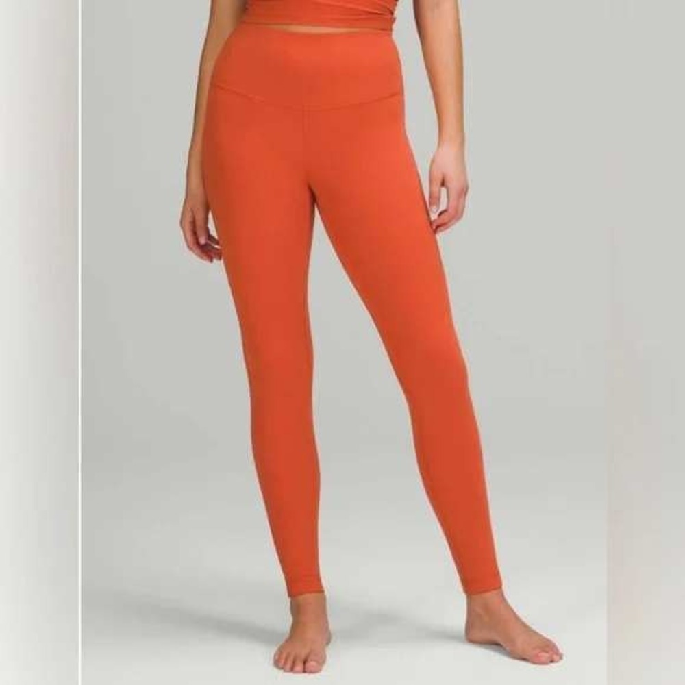 Lululemon Align Pants Pumpkin Orange High Rise Double Lined‎ Nulu W5CTIS